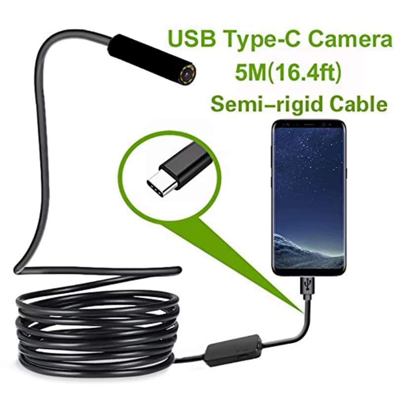 JCWHCAM Type-C Android USB ендоскоп-камера 7мм | Водозахист IP67, LED-підсвічування, сумісна з телефоном і ПК