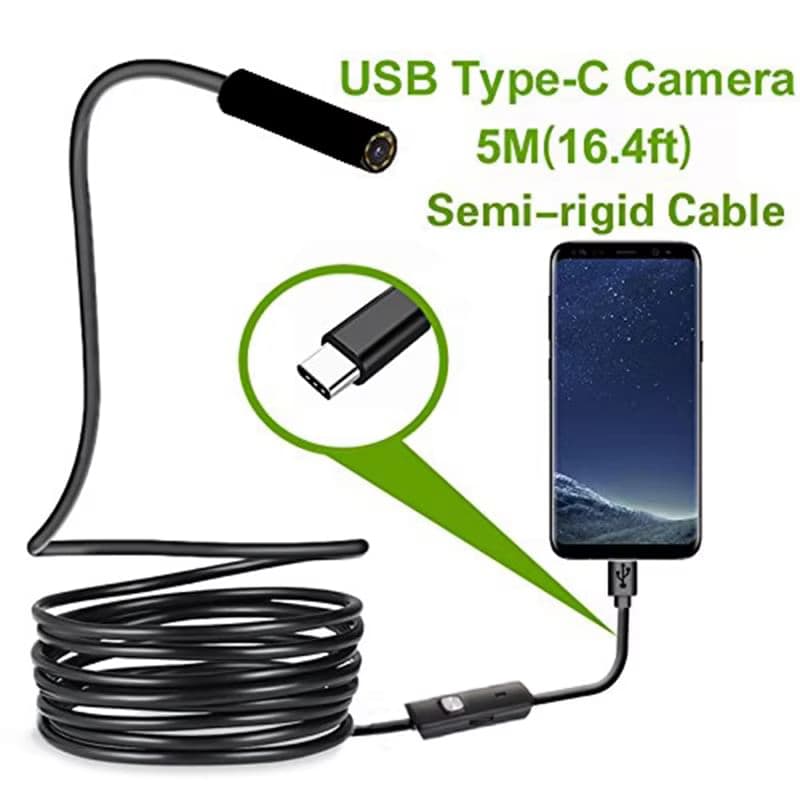 JCWHCAM Type-C Android USB ендоскоп-камера 7мм | Водозахист IP67, LED-підсвічування, сумісна з телефоном і ПК