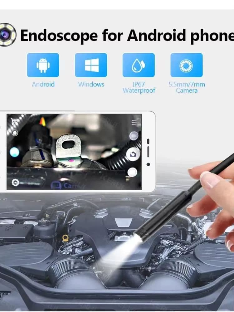 JCWHCAM USB ендоскоп 5.5мм | IP67, 6 LED підсвітка, OTG Type-C, для Android телефонів