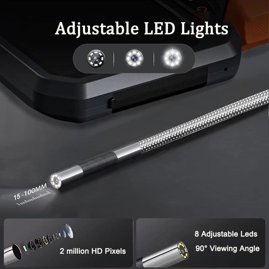 Teslong TD450S 5.5мм артикульований ендоскоп | 1080P, 4.3" IPS екран, нержавіюча трубка 1м, двостороннє керування 360°