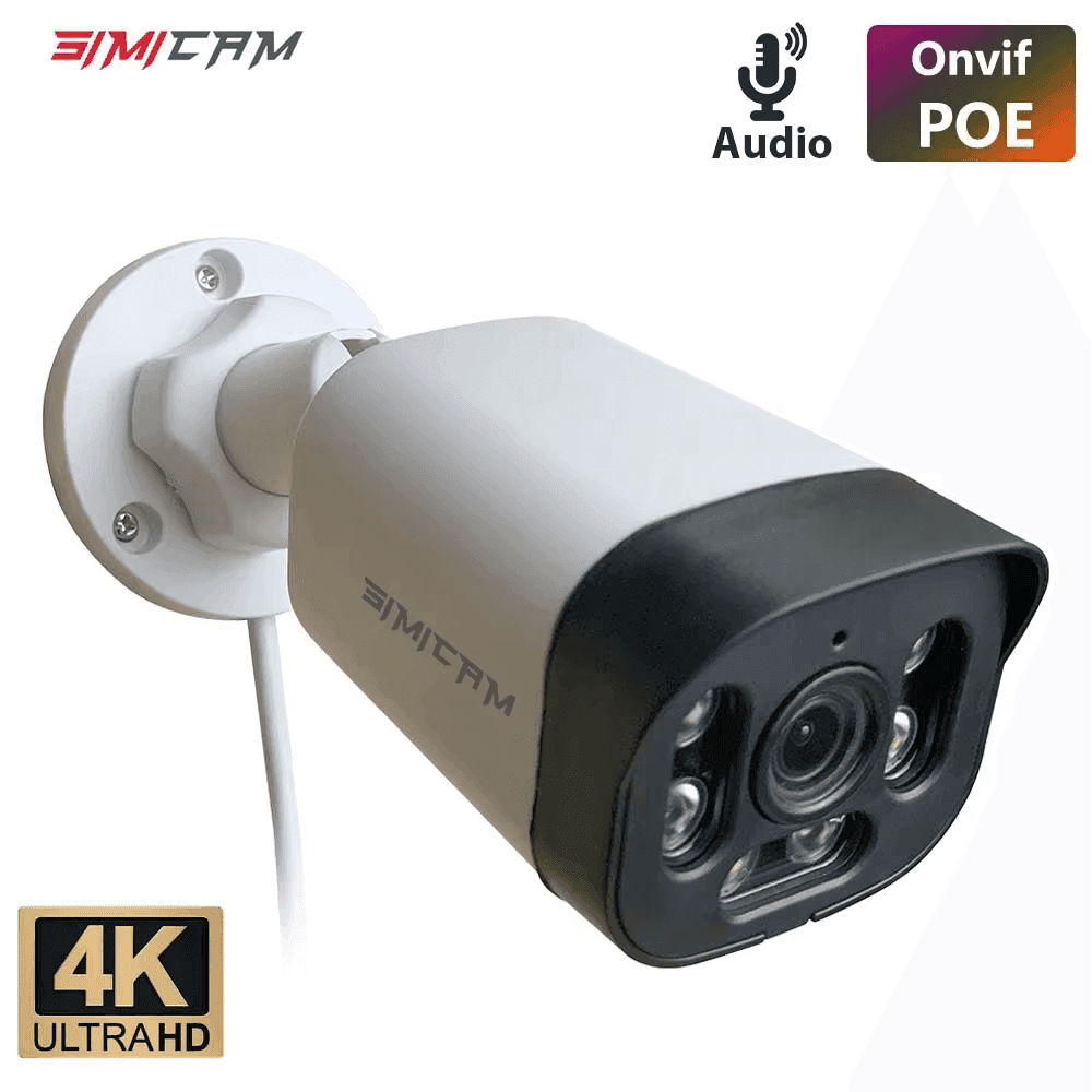 SIMICAM 8MP 4K POE IP-камера | H.265, інфрачервоне нічне бачення, мікрофон, HDR, IP67