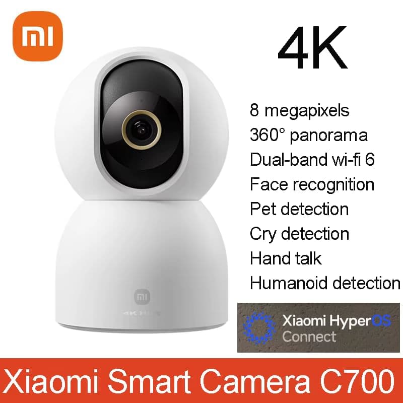 Xiaomi Smart Camera C700 4K 8MP - розумна Wi-Fi камера з AI-розпізнаванням, панорамою 360°, Wi-Fi 6 та детекцією людей і тварин