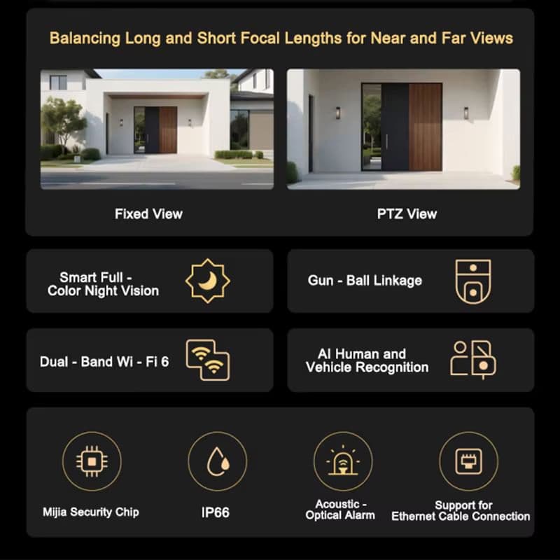 Оригінальна XIAOMI Outdoor Camera 4 Dual 5MP 3K - розумна зовнішня Wi-Fi камера з AI виявленням, двома лінзами, кольоровим нічним баченням та IP66