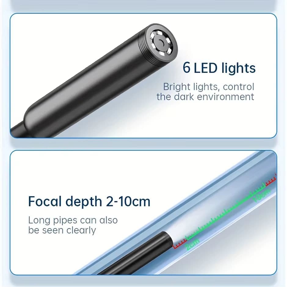 JCWHCAM USB ендоскоп 5.5мм | IP67, 6 LED підсвітка, OTG Type-C, для Android телефонів