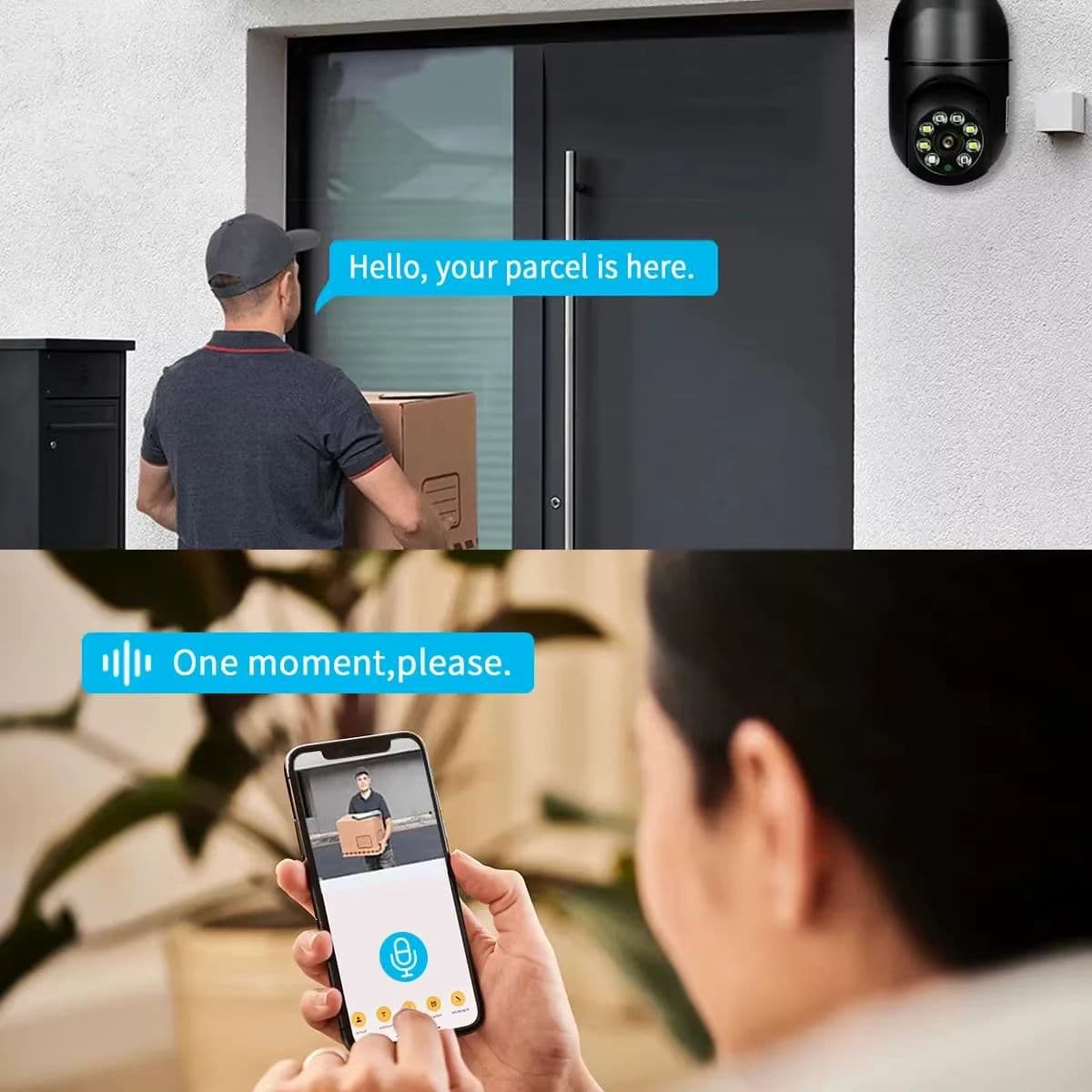 Tuya 5MP Wi-Fi E27 лампова камера спостереження - інтелектуальна 5G/2.4G IP-камера з кольоровим нічним баченням, AI-відстеженням і двостороннім зв’язком