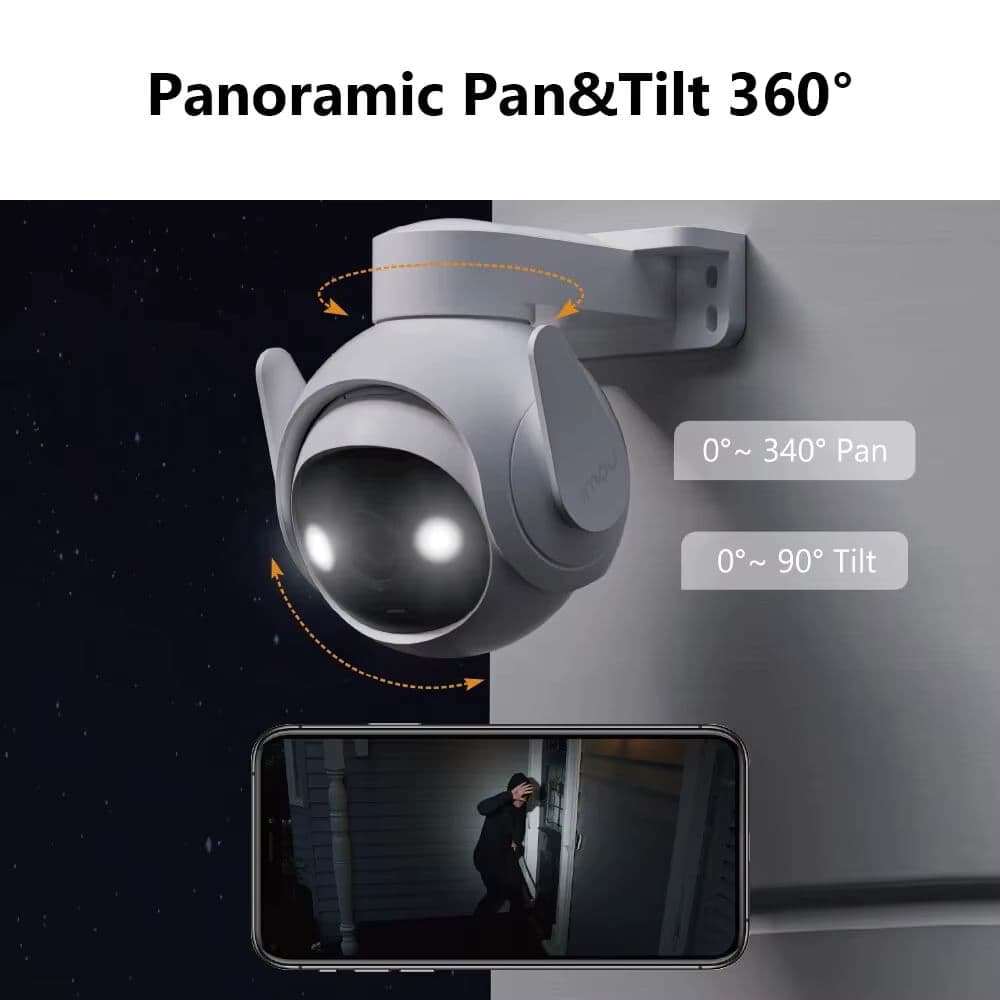 IMOU Cruiser 2 5MP 3K вулична Wi-Fi камера з AI-стеженням, детекцією людей/авто, поворотом 360°, IP66 та двостороннім аудіо