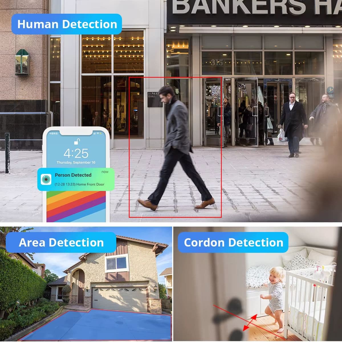 8MP 4K Wi-Fi IP камера з AI-розпізнаванням людей, нічним баченням, двостороннім звуком та захистом IP66