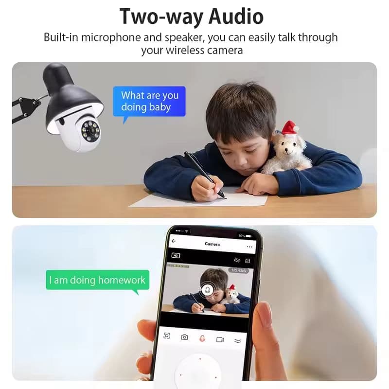 Лампова Wi-Fi камера E27 1MP з автоматичним стеженням та кольоровим нічним баченням