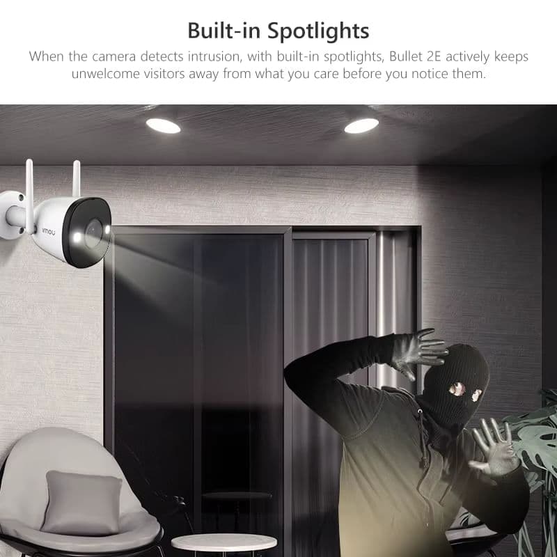 IMOU Bullet 2E 4MP - вулична Wi-Fi камера з прожектором, кольоровим нічним баченням та захистом IP67