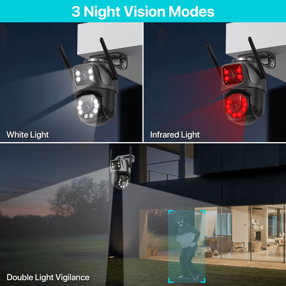 4K 8MP Wi-Fi камера спостереження з подвійним об’єктивом - зовнішня Smart-камера з AI-відстеженням, аудіо та нічним баченням (iCSee)