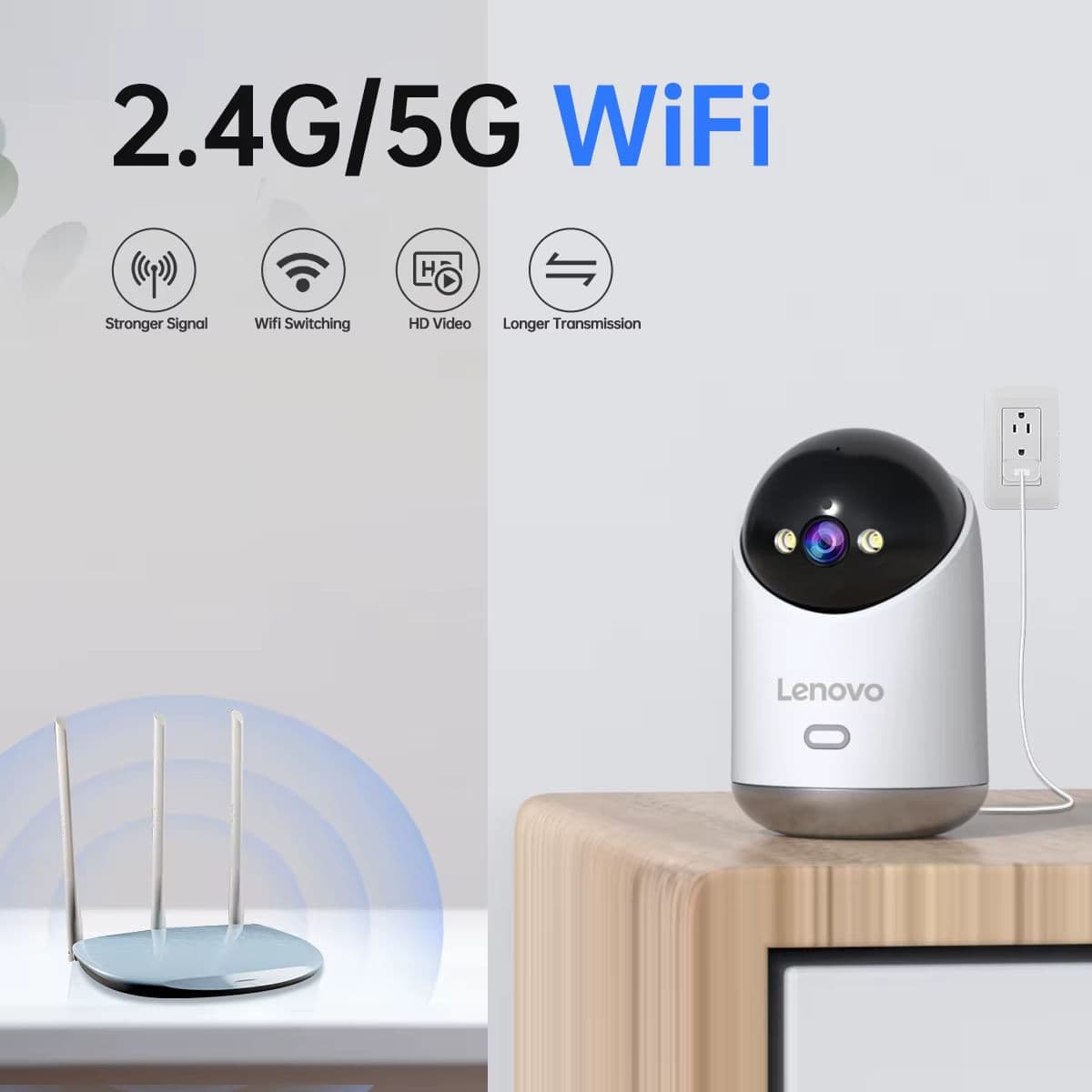 Lenovo 3K WiFi Smart Camera - домашня IP-камера з автотрекінгом, кольоровим нічним баченням і підтримкою 2.4/5G Wi-Fi